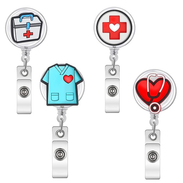 Pack of 4 ID Card Holders Nurse Accessories Nurse Gadgets, Small and Exquisite Design, Ideal for Nurses, Teachers, Volunteers