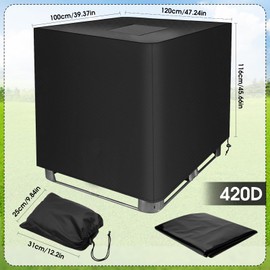 Ulikey 420D 1000L IBC Tank Cover, Water Tank Tarpaulin with Zip Velcro Fastening, Waterproof, Windproof, Anti-UV 420D Oxford Fabric Protective Cover for Water Tank, 120 x 100 x 116 cm (Black)