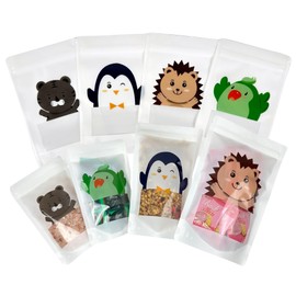 Cute Animal Goodies Bags | Reusable Stand Up Pouch with Clear Window | Zipper Closure | Resealable | Heat-Sealable | Great for Gift & Small Business (5.1 x 8.2", 12, Count)
