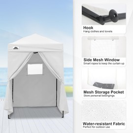 EAGLE PEAK EAGLE PEAK Flex Ultra Compact Pop-up Canopy, Sun Shelter, Changing Room, Portable Privacy Canopy Cabana, 5x5 Canopy Tent, for Pool, Fashion Photoshoots, or Camping White