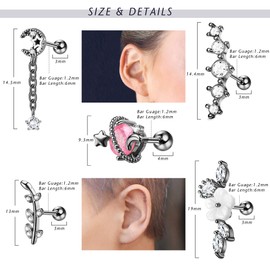 Drperfect Cartilage Earrings for Women 16G 316L Stainless Steel CZ Dangle Helix Tragus Cartilage Stud Ear Piercing Jewelry1