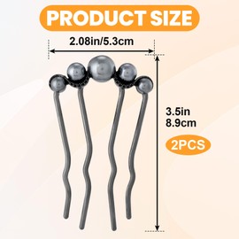 Alpinleux 2 Pcs Pearl Hair Pins U Shaped, Elegant Vintage French Pearl Hair Comb, French Twist Hair Pin for Brides, Bridesmaid, Party, Daily, Holiday (Gun Black)