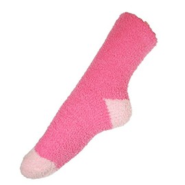 Womens Girls Feather Thick Fluffy Fuzzy Plush Funny Thermal Soft Warm Winter Cosy Sleep Bed Fun Novelty Slipper Striped Polka Dot Socks Birthday Christmas Gift Idea For Her 4-7 UK Solid Fuchsia Pink