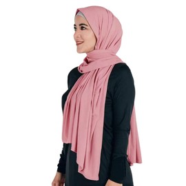Lina & Lily Non-see-through Premium Jersey Modal Hijab Head Scarf Shawl Wrap for Muslim Women (Light Pink)