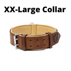 Riparo Genuine Leather Padded Dog Heavy Duty K-9 Adjustable Collar (M: 1” Wide for 14.5” - 17.5” Neck, Brown)