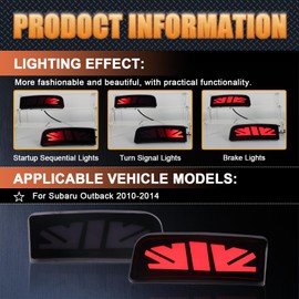 ZDEERAOTO Rear Bumper Reflector Lamp Fog Light DRL Sequential Turn Signal Lamp Feature Kit for Subaru Outback 2010 2011-2014｜LED Rear Reflector Tail Lamp,Replace for OEM 84281AL00A｜84281AL01A (Smoked)