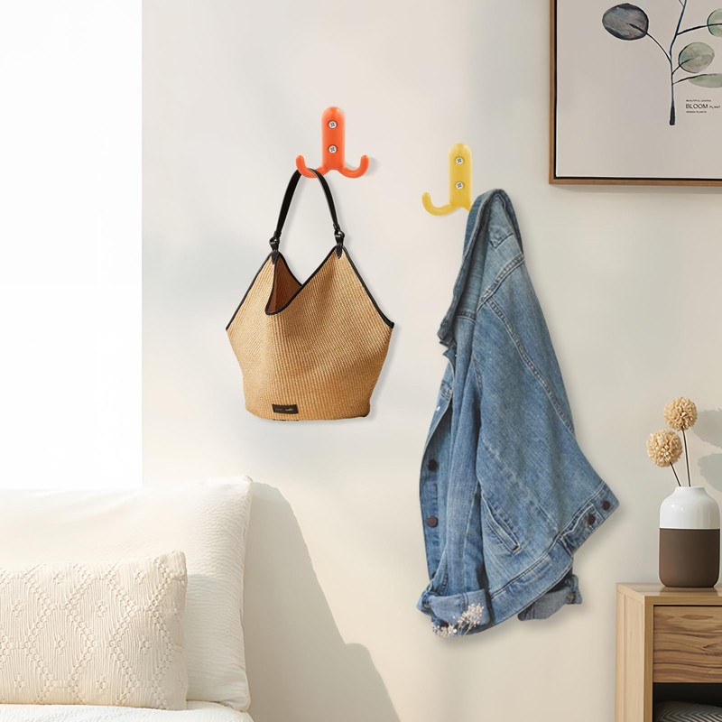 Litinliv Pack of 6 Children's Colourful Wall Hooks, Coat Hooks