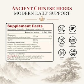 Stress Relief Supplement for Men & Women, Herbal Calm Support with Magnesium, Hawthorn, Chinese Peony & Taurine, Promotes Relaxation, Emotional Balance & Nervous System Support, 90 Capsules