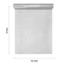 Efuncro- 12'' x 8FT Glitter HTV Heat Transfer Vinyl,Iron on for T-Shirts. Bags. HTV Heat Transfer Vinyl for All Cutting Machines - Easy to Cut and Weed (Sliver)