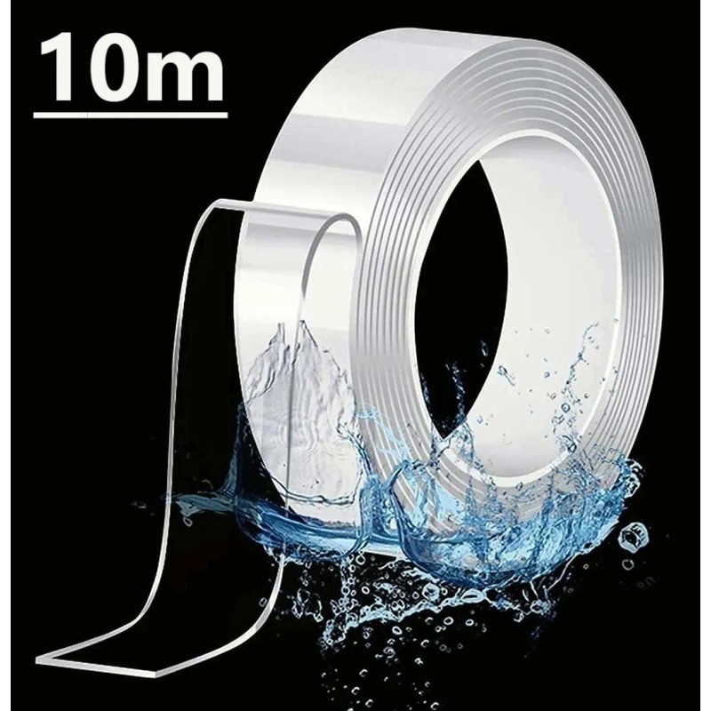 Cinta Nano Adhesiva De Doble Cara Lavable Reutilizable 10mts