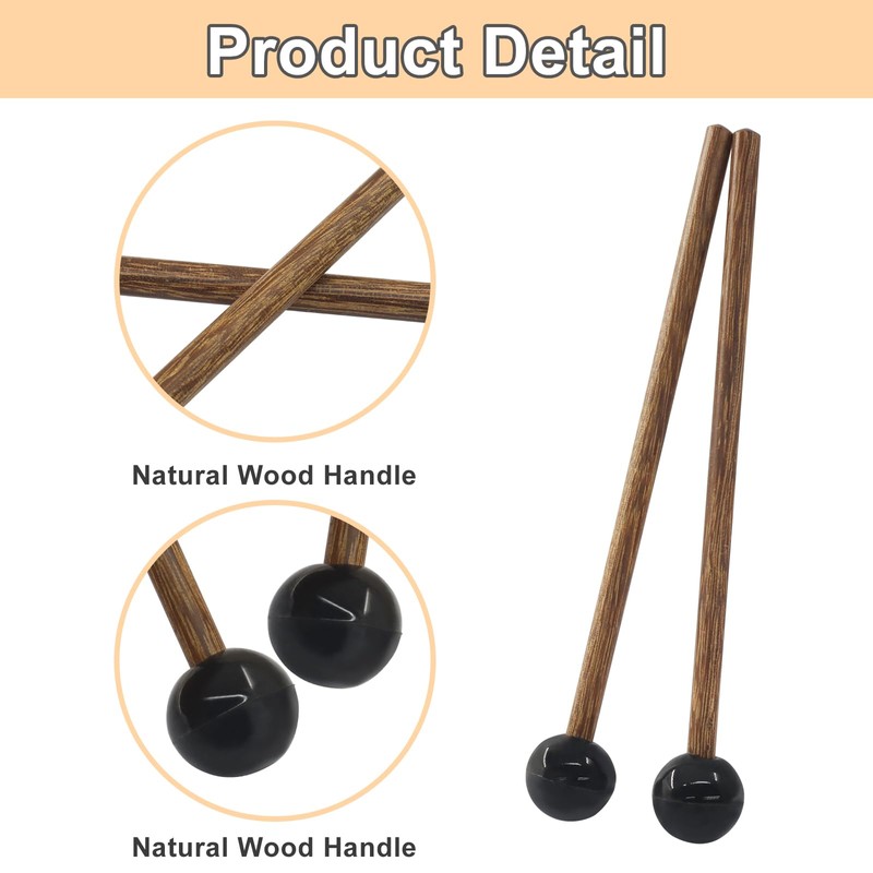 Marvexi 4Pcs Rubber Tongue Drum Sticks Xylophone Mallets, Glockenspiel Mallets