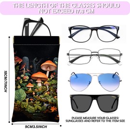 Zewurtuw 2 PCS Glasses Sunglasses Eyeglass Case Pouch Soft PU Leather with Cleaning Cloth Cute Aesthetic for Women Girls Men (B13-Green Mushroom)