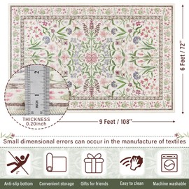 Amearea 6x9 Feet Floral Area Rugs for Living Room, Boho Pink Rugs for Bedroom Girls, Cute Kids Room Print Carpet Vintage Low Pile Machine Washable Area Rug, Office Nursery Dining Room Farmhouse Decor