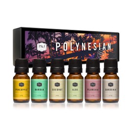 P&J Trading P&J Trading Polynesian Set of Fragrance Oil - Plumeria, Aloe, Pineapple, Bamboo, Gardenia, Coconut Candle Scents for Candle Making, Soap Making, Diffuser Oil Scents