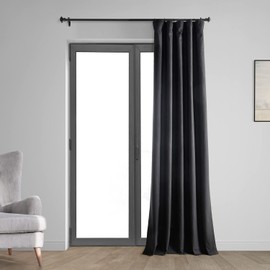 HPD Half Price Drapes Vintage Blackout Curtains for Bedroom - 84 Inches Long Thermal Cross Linen Weave Full Light Blocking 1 Panel Blackout Curtain, (50W x 84L), Black