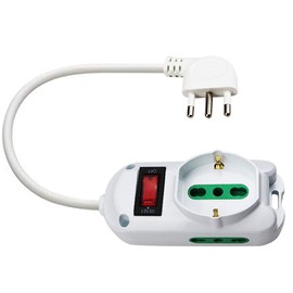 EXTRASTAR 10 Amp Automatic Circuit Breaker Socket Protected Multi Socket Surge Arrest 1 Universal Socket 2 Security Sockets White Cable 1.5m