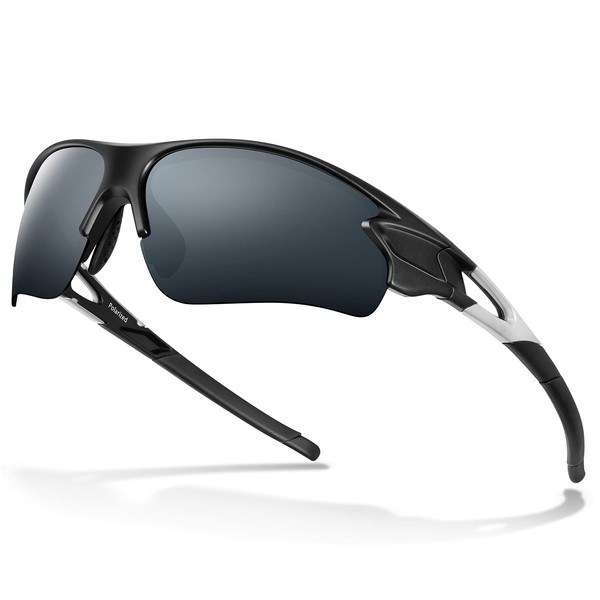 Polarized Sports Sunglasses for Men Women Youth Baseball Cycling Fishing Running TAC Glasses (Matte Black)