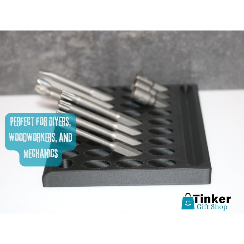 Wall-Mounted Drill Bit & Driver Organizer – 34 Slot Storage
