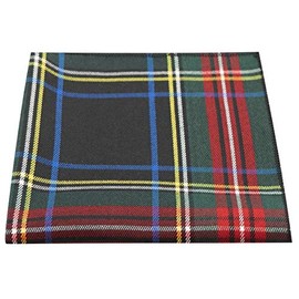 King & Priory Traditional Dark Green & Black Tartan Pocket Square, Handkerchief, Check, Plaid