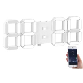 Lunartec Digital Clock: Dimmable LED Table & Wall Clock, Temperature Display, Alarm Clock, App, 37 cm (Clock LED, Large Wall Clock, Thermometer)