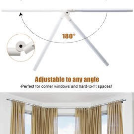 Bay Window Curtain Rods, 36-160" Heavy Duty Corner Curtain Rod, Adjustable DIY Design for Center and Side Rods,U-Shape 1 inch Drapery Rod Set with Brackets for Windows - White