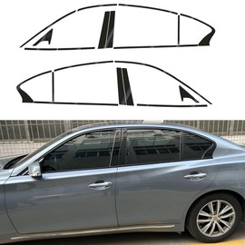 UYITO Window Trim Chrome Delete Blackout Overlay Pre-Cut Genuine Vinyl KK for Infiniti Q50 2014-2023 Glossy Black Pattern