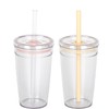 Yisituo 2 Pack 450ml Clear Plastic Iced Coffee Travel Cups,