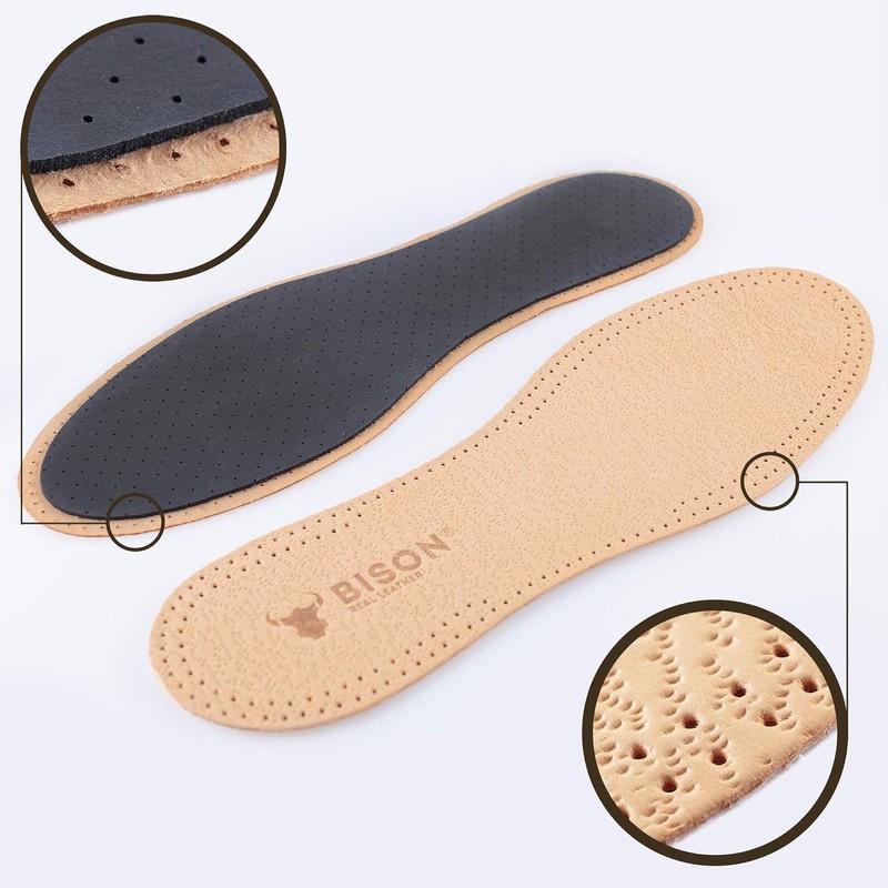 Genuine Leather Insole, Pack of 3, Premium Leather, Activated Carbon,