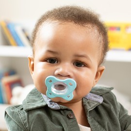 Chicco PhysioForma® Dual Soft One-Piece Orthodontic Silicone Pacifier for Babies 6-16 Months | BPA & Latex Free | Reusable Case | Grey/Ultramarine, 2pk