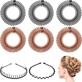 Pack of 8 Hair Bands, Black Wave Headband, Zigzag Headband, Elastic Headband, Piece Hair Band, Hair Band, Non-Slip Headband, Sports Headband for Women, Girls