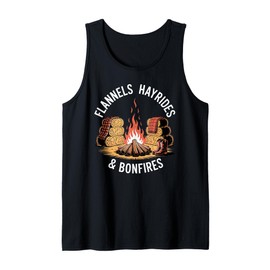 Flannels Hayrides Bonfires Fall Rustic Country Fall Tank Top