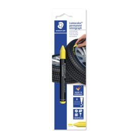 STAEDTLER Universal Chalk for Tyres Lumocolor Permanent Omnigraph 236, for Opaque Markings on Dark Surfaces, Waterproof, Colour Yellow, 236-1 BK-1, Pack of 5, Black