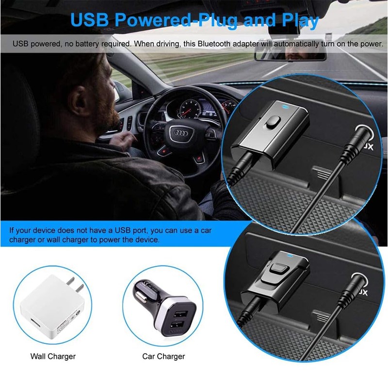 USB Bluetooth 5.0 Transmitter Receiver Audio Adapter AUX 3.5mm TV