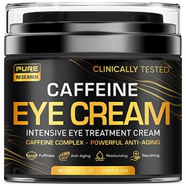 PURE RESEARCH Crema de ojos con cafeína para antienvejecimiento, ojeras, bolsas, hinchazón. Gran piel debajo de los ojos  ajuste facial, tratamiento  