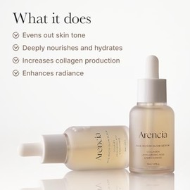 ARENCIA Suero Facial Rice Mucin Glow 30 ml - Esencia Hidratante con Niacinamida, Ácido Hialurónico y Colágeno para Piel Radiante
