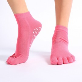 Factory Direct Women's Anti-slip Five-toe Cotton Pilates Yoga Dance Socks - Free Size Size/Gray 20ea