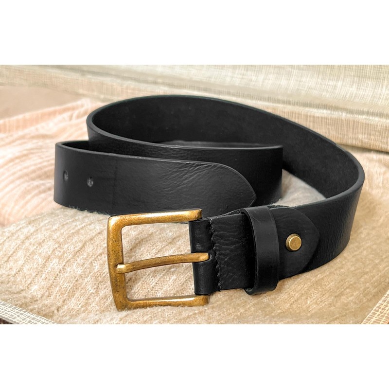 Gusti Leather Belt - Jori Simple Leather Belt with Golden