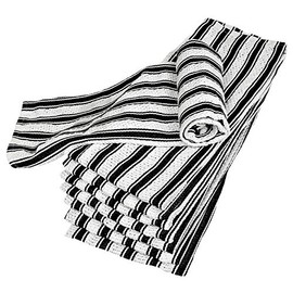 Nouvelle Legende Basketweave Striped 100% Cotton Kitchen Towels Set – Absorbent Dish Hand Tea Cloths, Reusable (19 x 29 inches, 8-Pack)