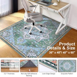 Office Chair Mat for Hardwood Floor/Tile Floor, 36" x 48" Anti-Slip Self-Adhesive Backing, Computer Gaming Desk Chair Mat for Hard Floors, Floor Protector for Rolling Chair for Office Home