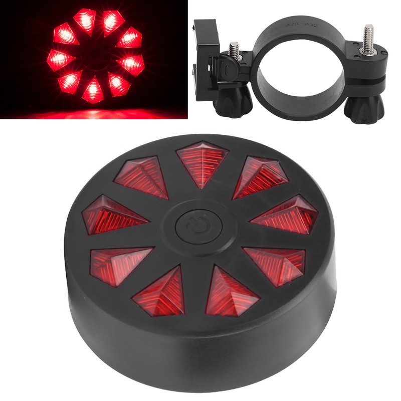 Bike Taillight Red Diamond Pattern Bicycle Safe Warning Flashing Riding