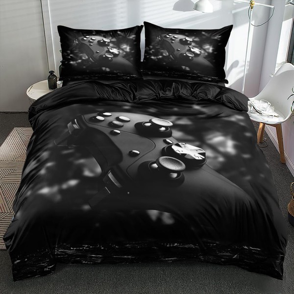 Boqingzhu Gamepad Gamer Games Boys Black Reversible Bed Linen Set