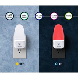 2 Pack LED Night Light, Dusk to Dawn Light Sensor, UK Plug in, Auto On Off Nightlight (Red)