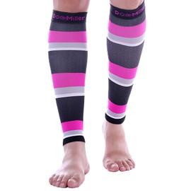 Doc Miller Calf Compression Sleeve - Dress Series 1 Pair 20-30mmHg Strong Fashionable Calf Socks for Restless Legs Recovery Shin Splints Varicose Veins for Men & Women (Black.Pink.Gray.White, XX-L)