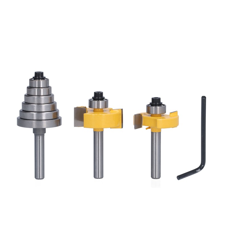 Router Bit 1/4in Shank Multi Grooved with 6Pcs Bearing 1/8in