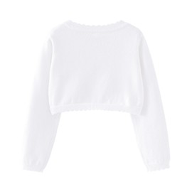Miipat Toddler Girls Cardigan Long Sleeve Bolero Shrug Kids Knit Sweater Cover Up Button Closure Cropped Tops(PureWhite,4-5T)