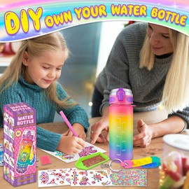 Decorate Your Own Water Bottle for Girls Craft Kits-5 6 7 8 9 10 11 12 Years Old Girl Gift Ideas-Crafts for Kids 6-8 -Unicorn Toys for Girls,Fun Arts and Crafts Gifts Toys for Girls Birthday Christmas
