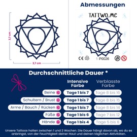 Tattwo.me 2 Week Waterproof Temporary Plant Tattoos - Throat Chakra - EU Compliance - Vegetable Ink - Tattoo Pad Size: 5 x 5cm (P0026)