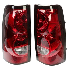 HECASA Tail Lights Pair Compatible with 2003-2006 Chevy Silverado 1500 2500 3500 & 2007 Classic Body Rear Brake Lamp Red/Clear Lens + Chrome Housing w/Bulb Harness Replacement for GM2800174 GM2801174