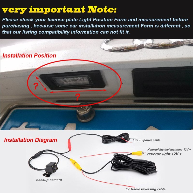 VW Navinio car Backup Camera , Waterproof Rear-view License Plate