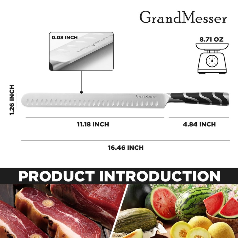 GrandMesser Carving Knife, 12 Inch Slicing Knife for Meat, Premium
